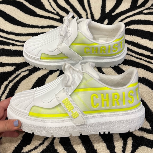 Christian Dior ID sneakers in neon yellow & white size 38 - Picture 3 of 7